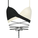 Beachlife Vanilla & Black Twist Bikini Top