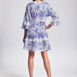 David Dubai Blue & White Print Dress