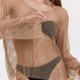 Gottex Flirrt Gold Mesh Top