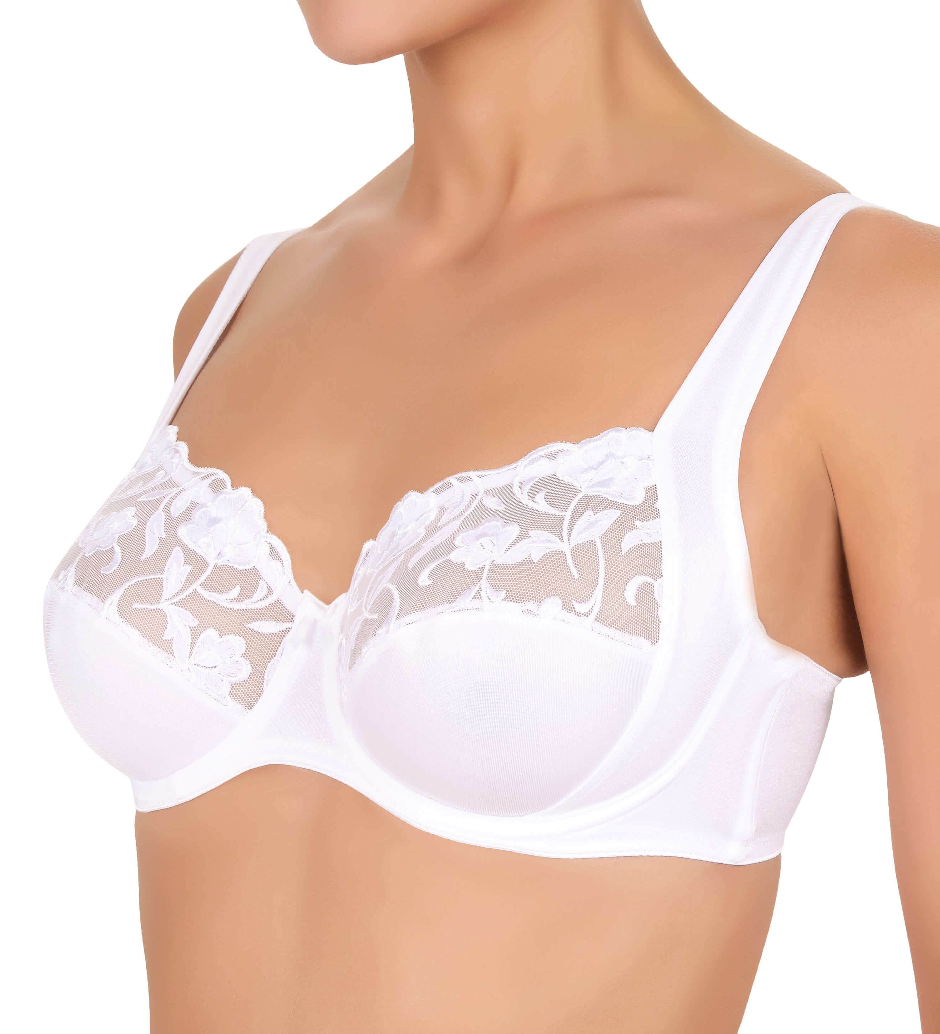 Felina Moments Underwired, Full Cup Bra - Vanilla & White