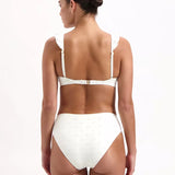 Beachlife White Embroidery High Bikini Bottom