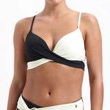 Beachlife Vanilla & Black Twist Bikini Top