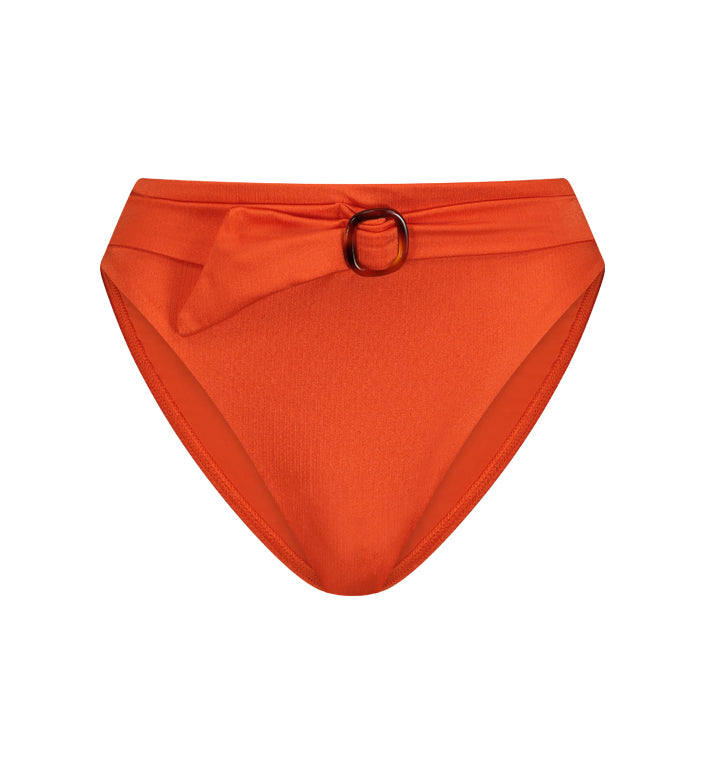 Cyell Satin Tomato High Waist Bikini Bottom